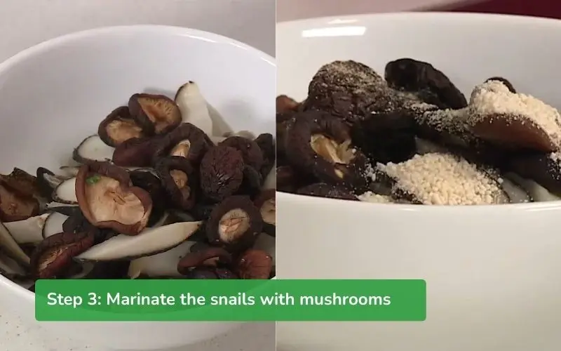The spiny snails and shiitake mushrooms are marinated with just the right amount of seasoning