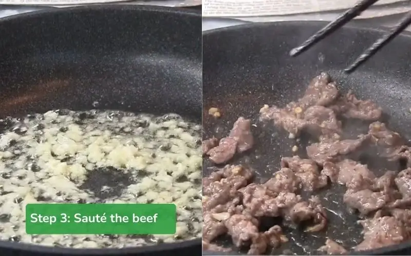 Stir-fried beef cooked to medium-rare to maintain its natural tenderness