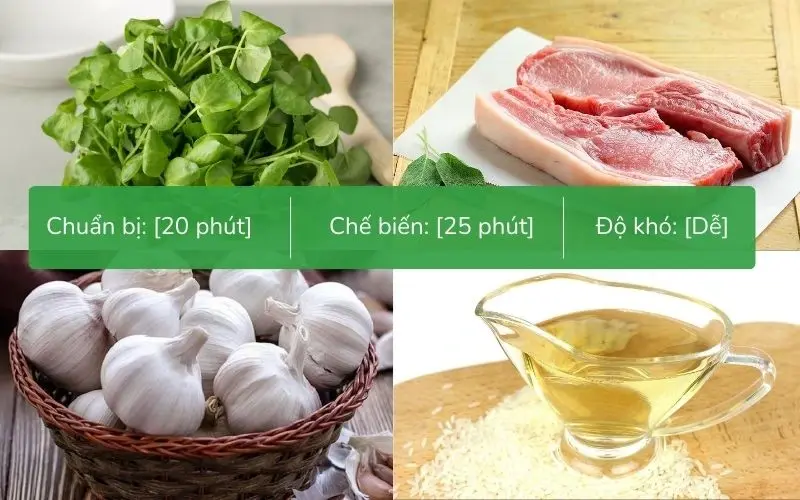 Nguyên liệu tươi ngon cho món xà lách xoong kết hợp thịt heo đầy dinh dưỡng