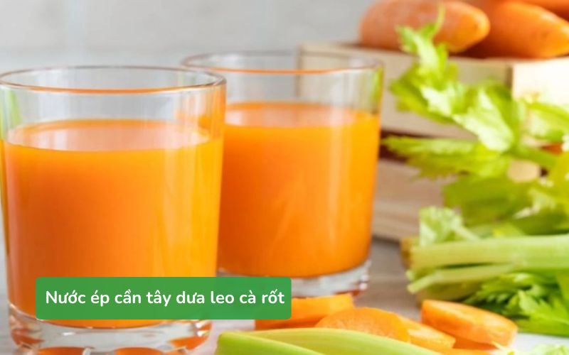 Nước ép cần tây kết hợp dưa leo và cà rốt tươi, giàu dưỡng chất, tốt cho sức khỏe