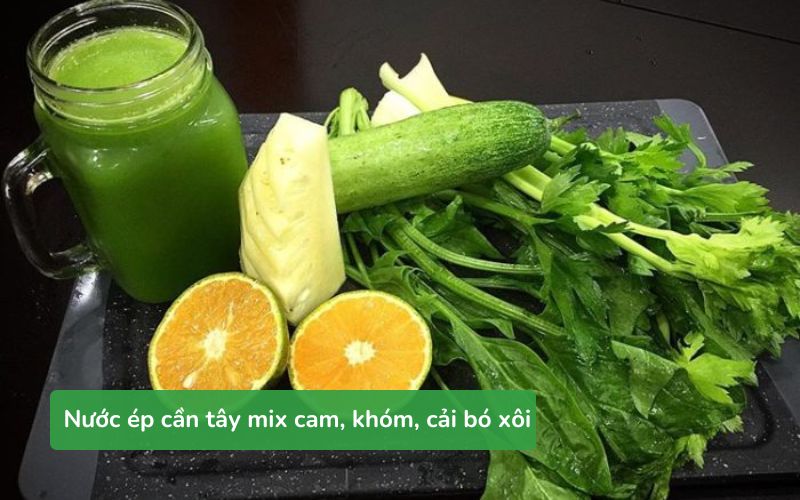 Nước ép cần tây kết hợp dưa leo và cà rốt tươi, giàu dưỡng chất, tốt cho sức khỏe