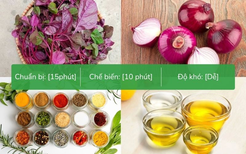 Nguyên liệu chuẩn bị nấu canh rau dền không