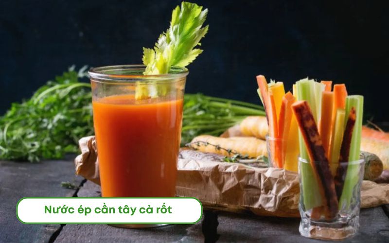 Nước ép cần tây cà rốt cam tươi, ngọt dịu và giàu vitamin