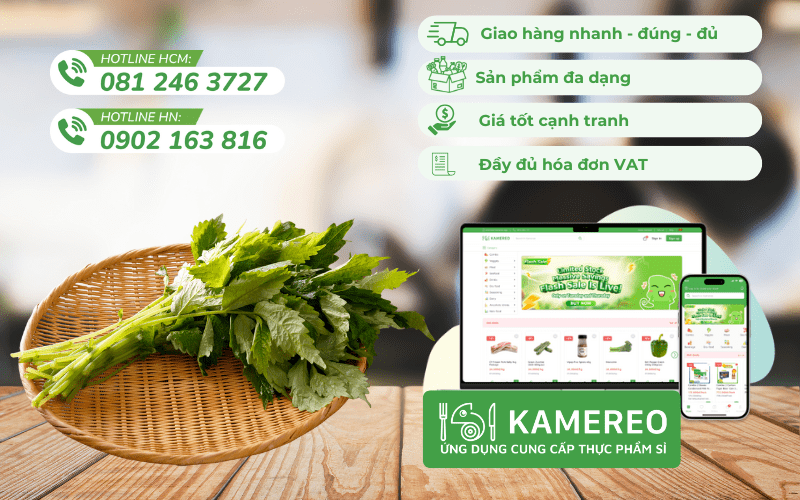 Kamereo là ứng dụng cung cấp thực phẩm sỉ với rau cần tươi ngon, giá tốt cho doanh nghiệp F&B