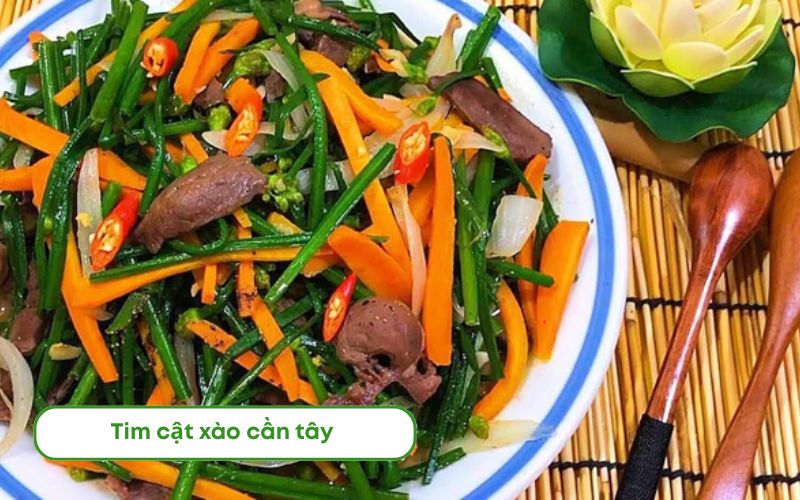 Tim cật xào cần tây giòn ngọt, đậm vị và bổ dưỡng