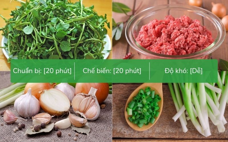 Nguyên liệu làm canh xà lách xoong thịt bằm hấp dẫn