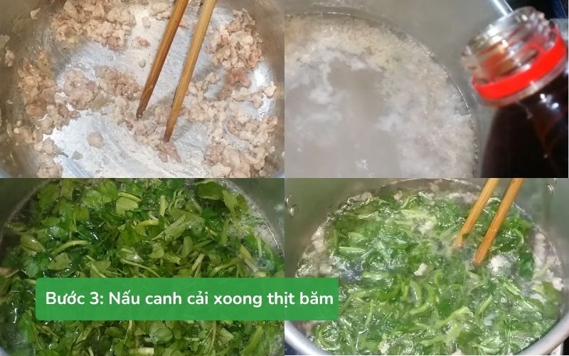 Các bước nấu canh cải xoong thịt bằm