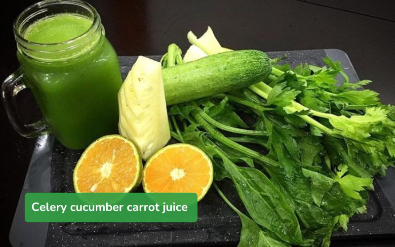 Celery juice combined with orange, pineapple and spinach, supplemented with vitamins and minerals
