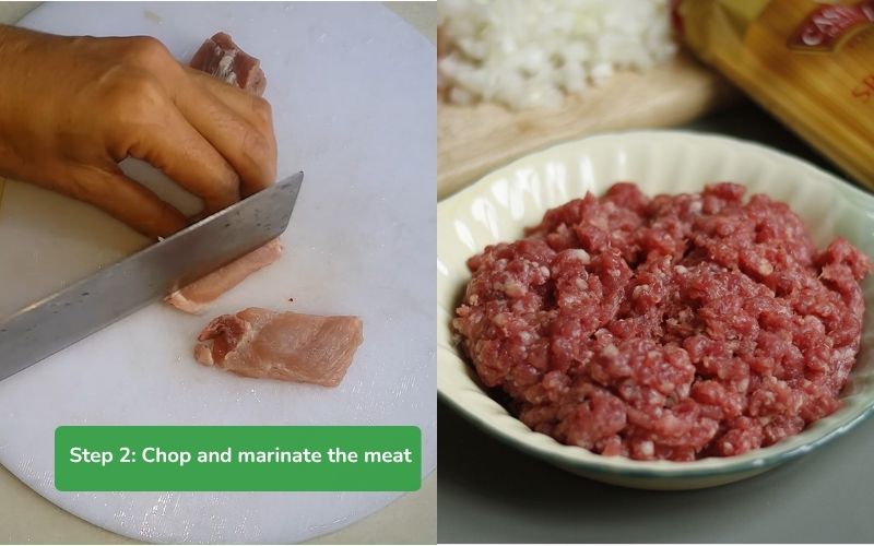 Chop and marinate the meat to taste