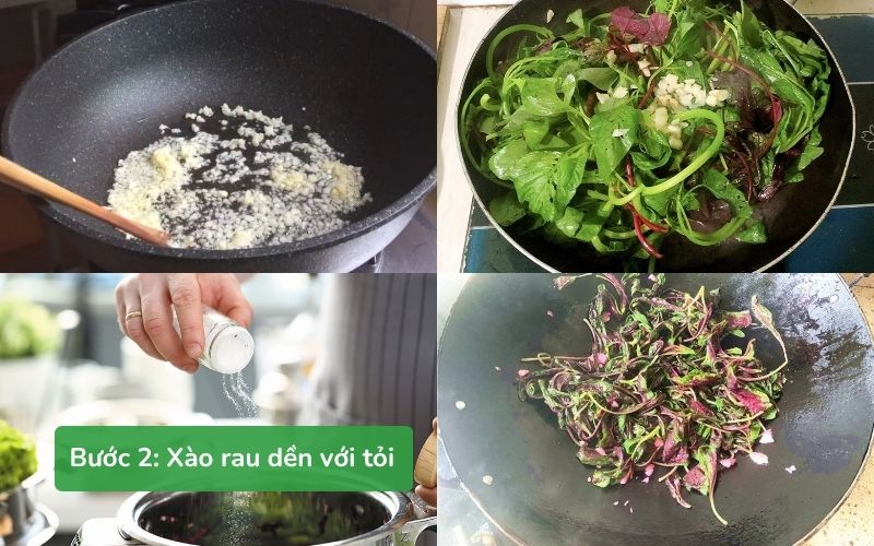 Xào rau dền với tỏi
