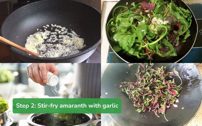 Stir-fry amaranth with garlic