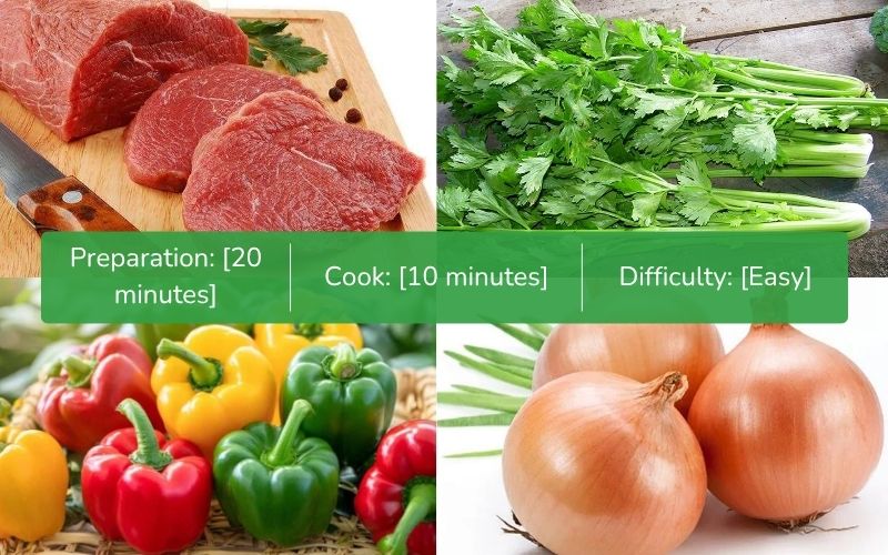 Ingredients to prepare stir-fried beef with celery