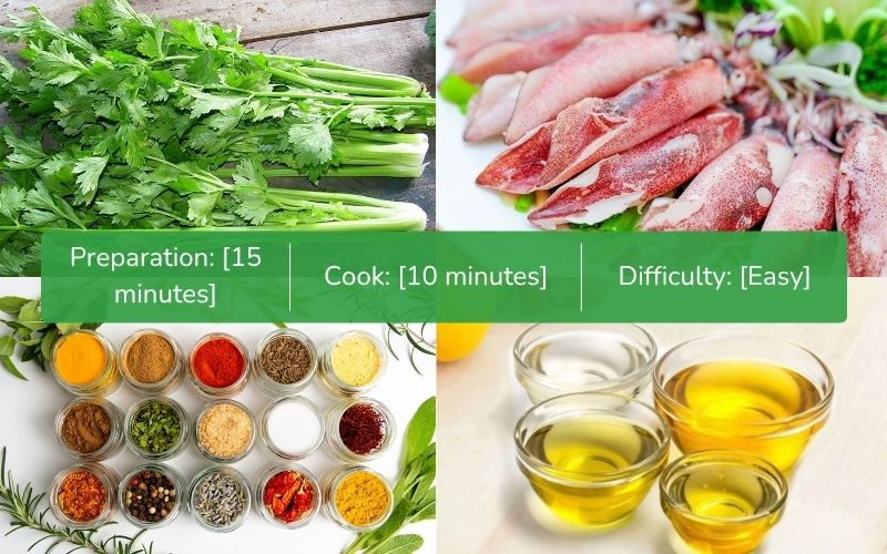 Prepare ingredients to make stir-fried squid with celery