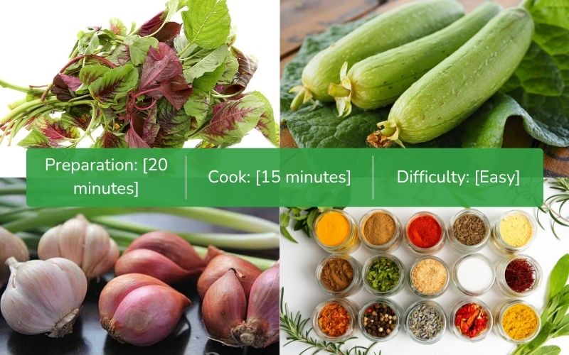 Ingredients for cooking squash and amaranth soup