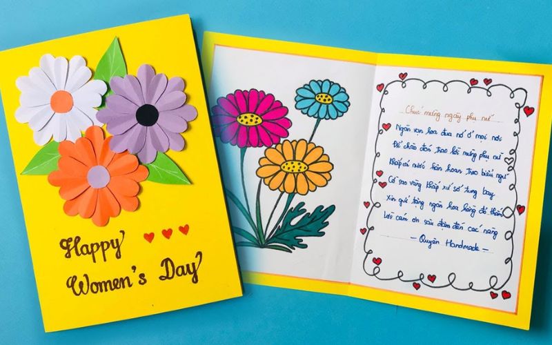 The 20/10 greeting card stands out with craft paper flowers