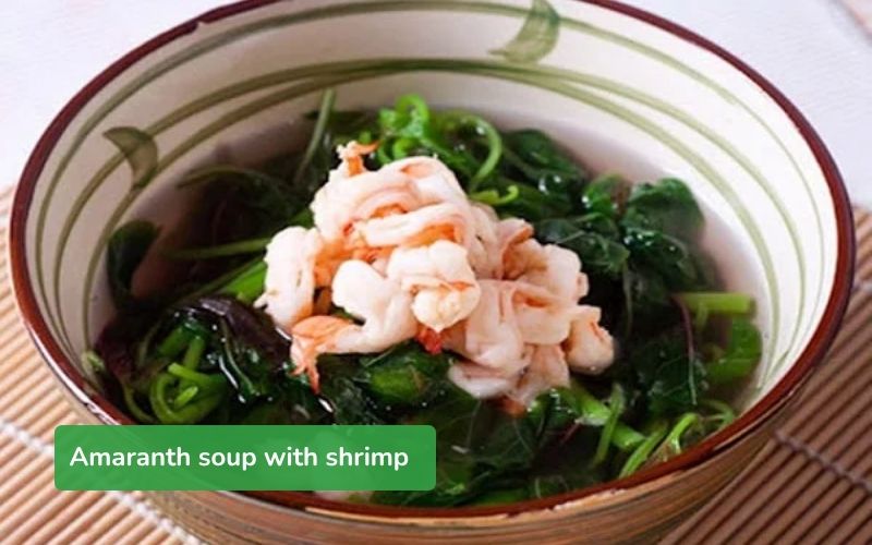 Sweet and rich amaranth soup with shrimp