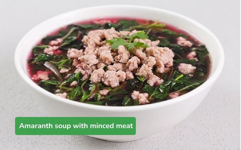 Amaranth soup with minced meat is fragrant and nutritious