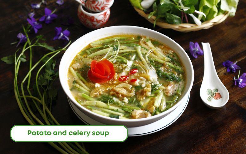 Sweet and sour potato and celery soup, easy to eat and nutritious