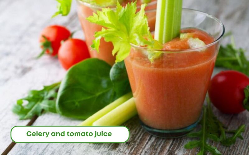 Celery and fresh red tomato juice, purifying and beautifying skin