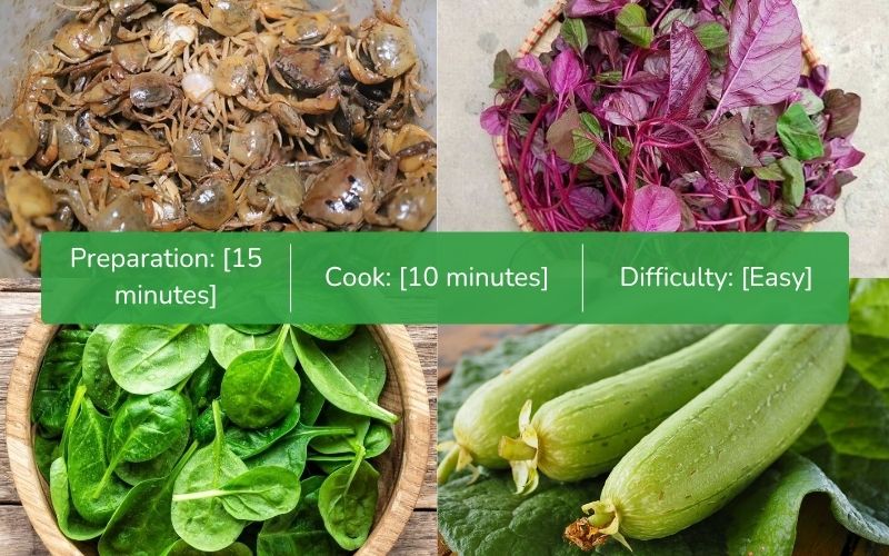 Ingredients to prepare crab soup with amaranth