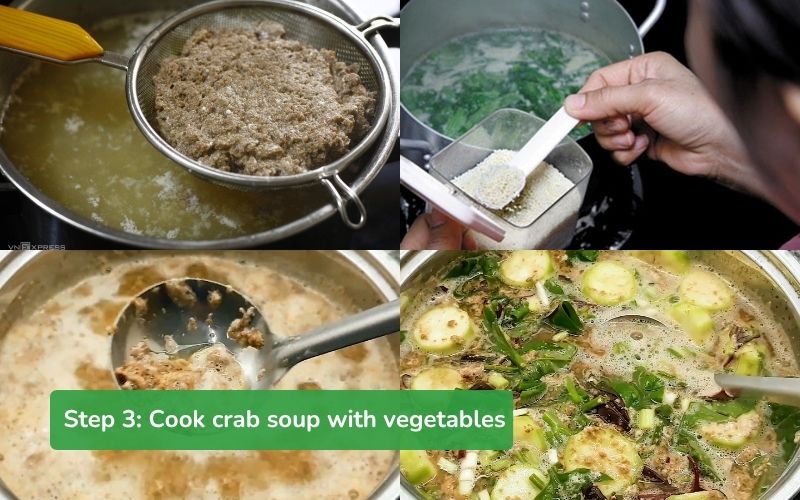 Cook crab soup with vegetables