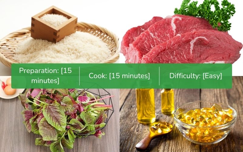 Ingredients for beef and amaranth porridge