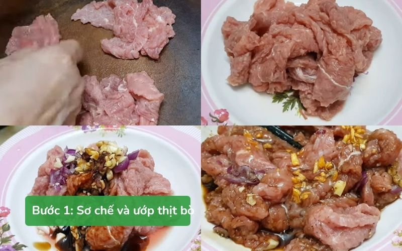 Sơ chế và ướp thịt bò