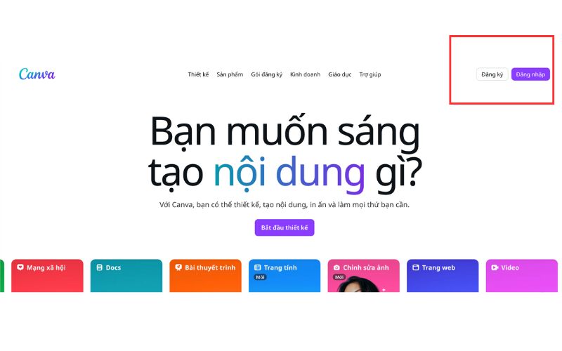 Đăng nhập và chọn mẫu