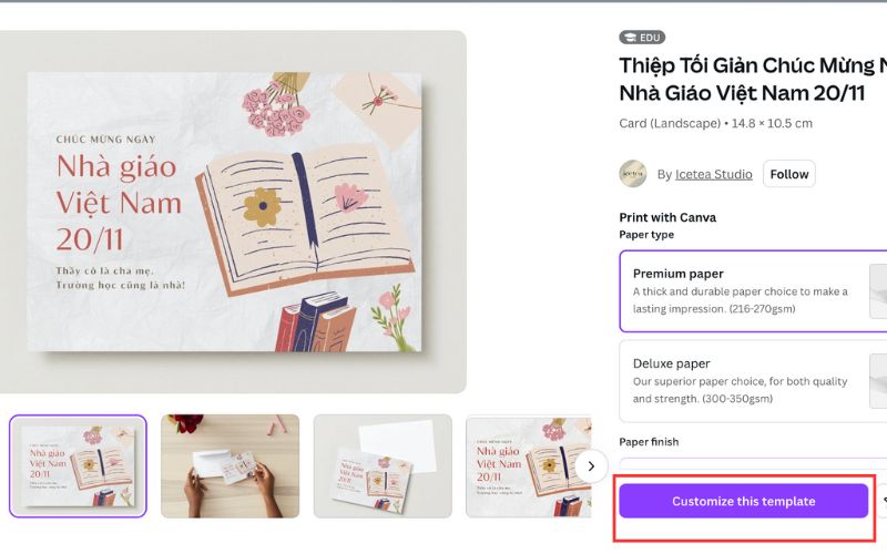 Chọn và chỉnh sửa mẫu thiệp