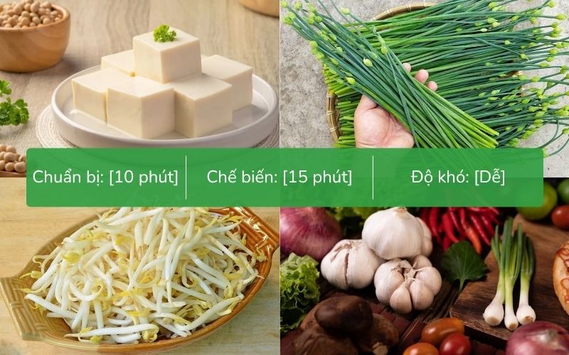 Nguyên liệu nấu canh giá hẹ đậu hũ