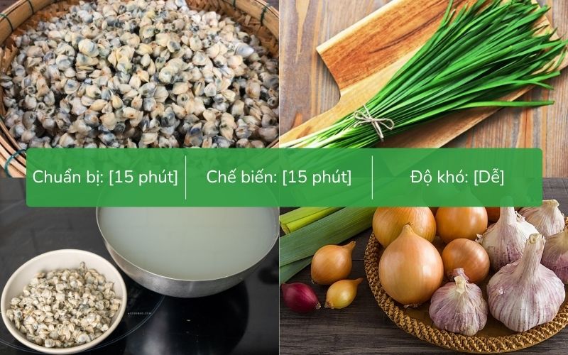 Nguyên liệu làm món canh hẹ nấu với hến