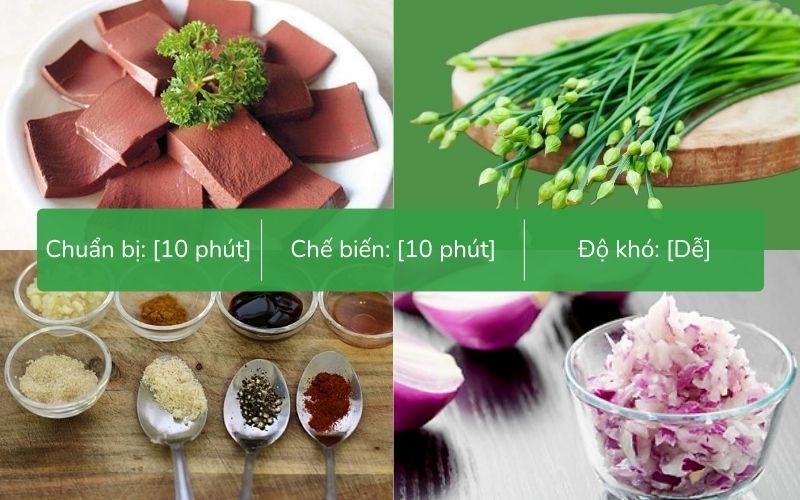 Nguyên liệu làm món canh hẹ nấu với huyết heo