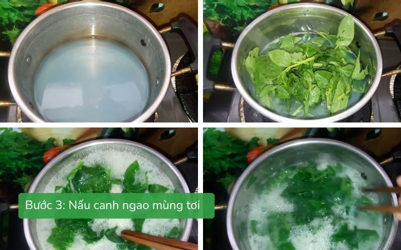 Nấu canh ngao mùng tơi