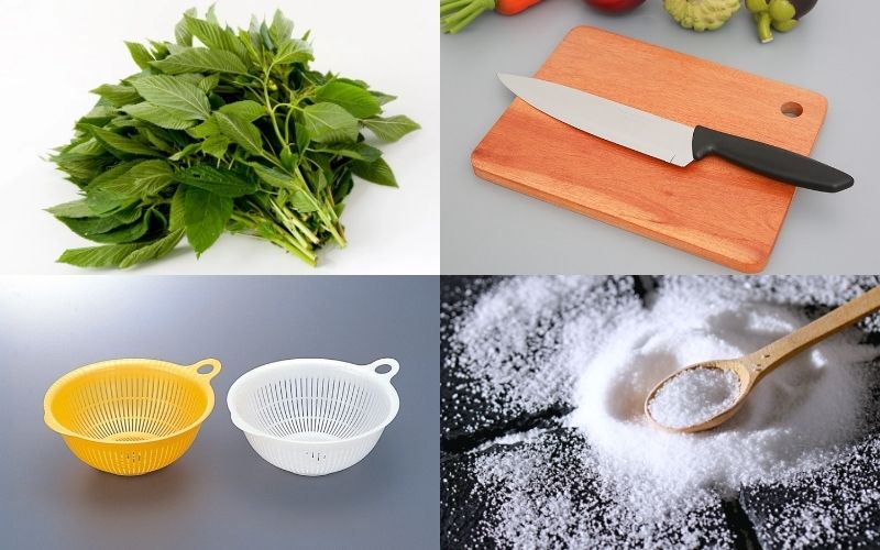 Dụng cụ chuẩn bị nhặt rau đay