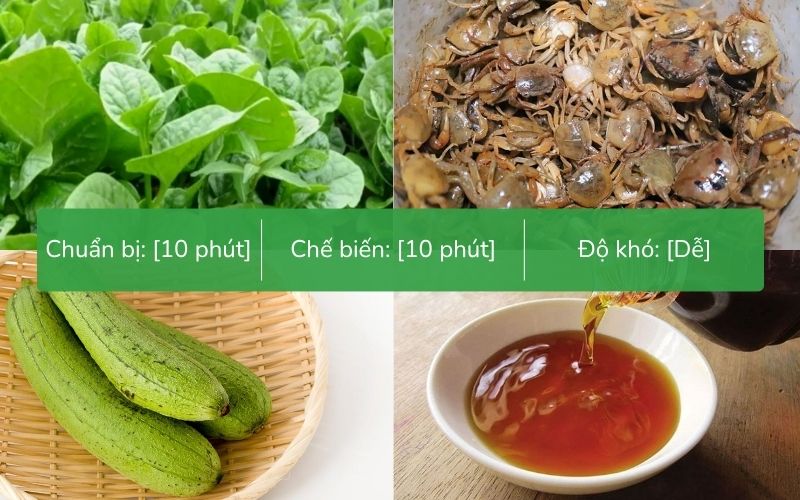 Nguyên liệu nấu canh cua mồng tơi mướp
