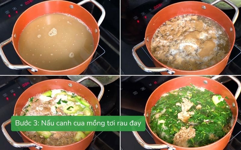 Nấu canh cua mồng tơi rau đay