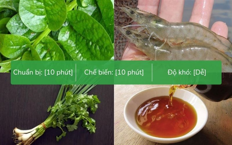 Chuẩn bị nấu canh mồng tơi với tôm tươi