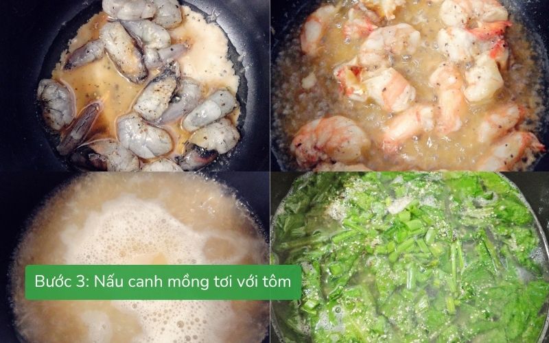 Nấu canh mồng tơi với tôm