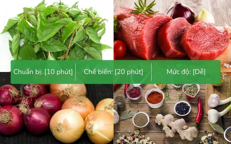 Nguyên liệu chuẩn bị món canh rau đay nấu thịt bò