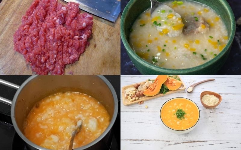 Cách làm cháo thịt bò rau dền bí đỏ