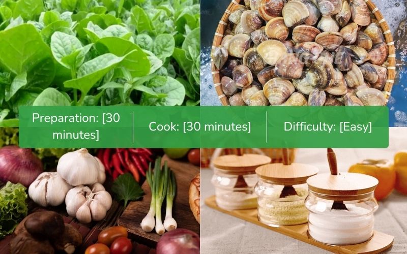 Ingredients to prepare clam and jute soup