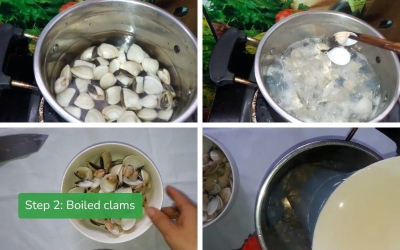 Boiling clams