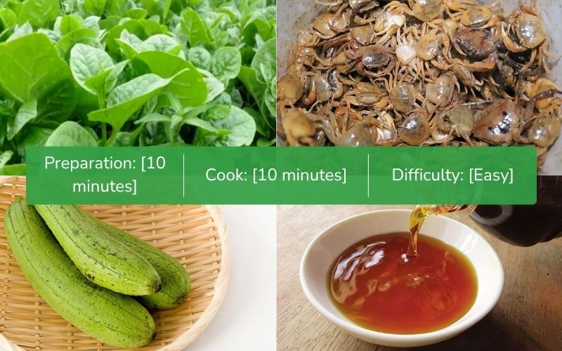 Ingredients for cooking crab soup with jute and squash