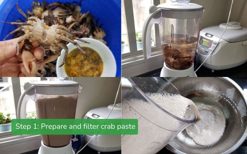 Preliminary processing and filtering of field crab soup
