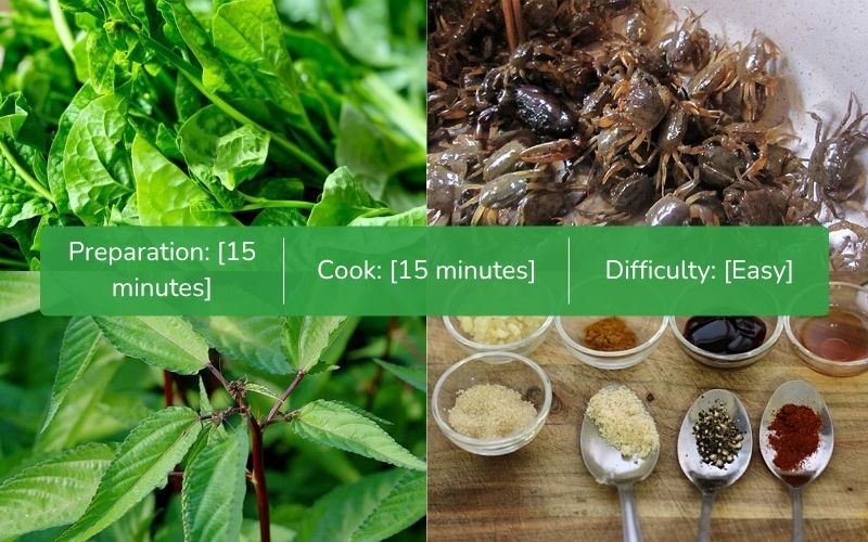 Ingredients for cooking crab soup with jute and jute leaves