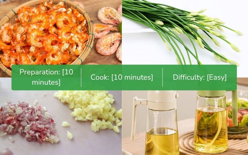 Ingredients for making chives soup with dried shrimp