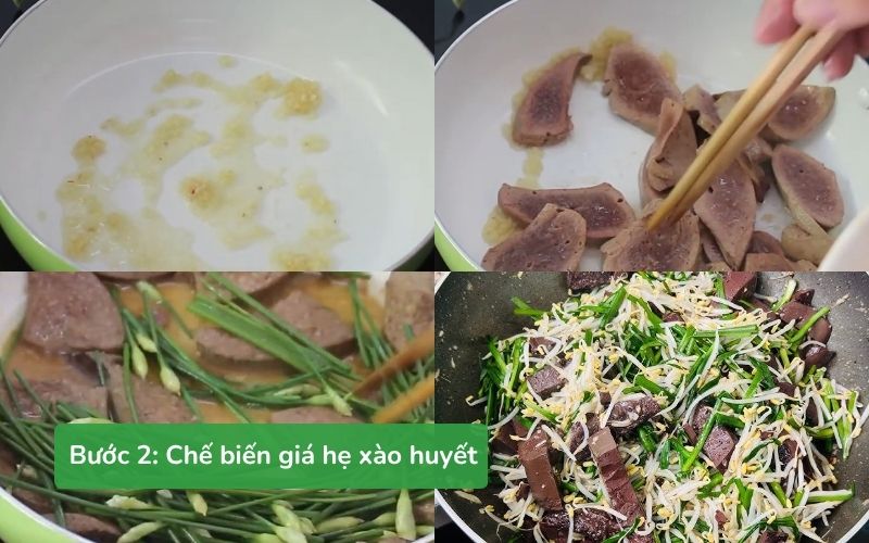 Chế biến giá hẹ xào huyết