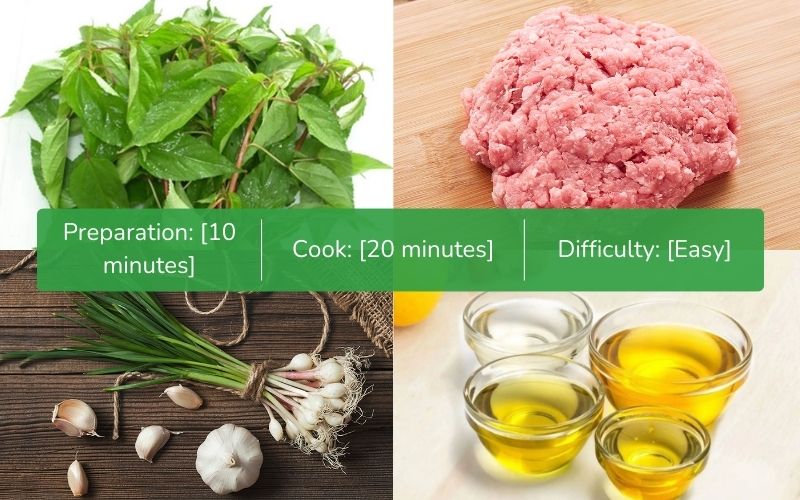 Ingredients to prepare jute soup with minced meat