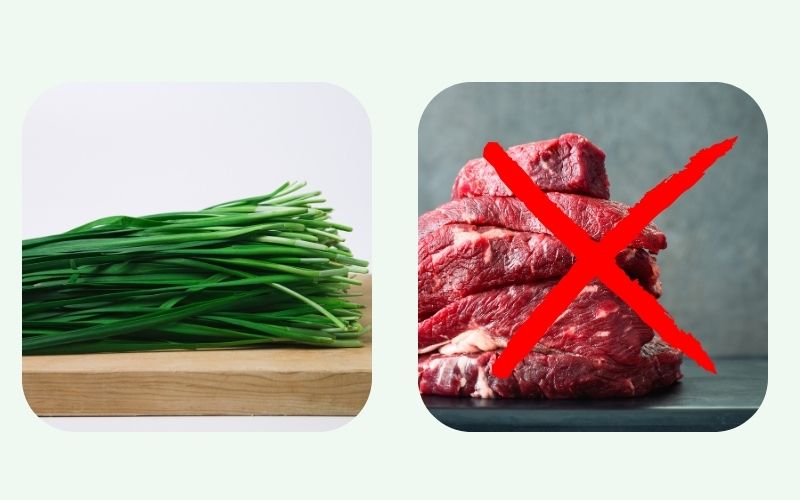 Lá hẹ kỵ với thịt bò