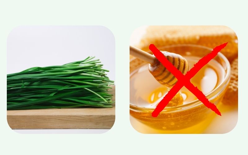 Lá hẹ kỵ với mật ong